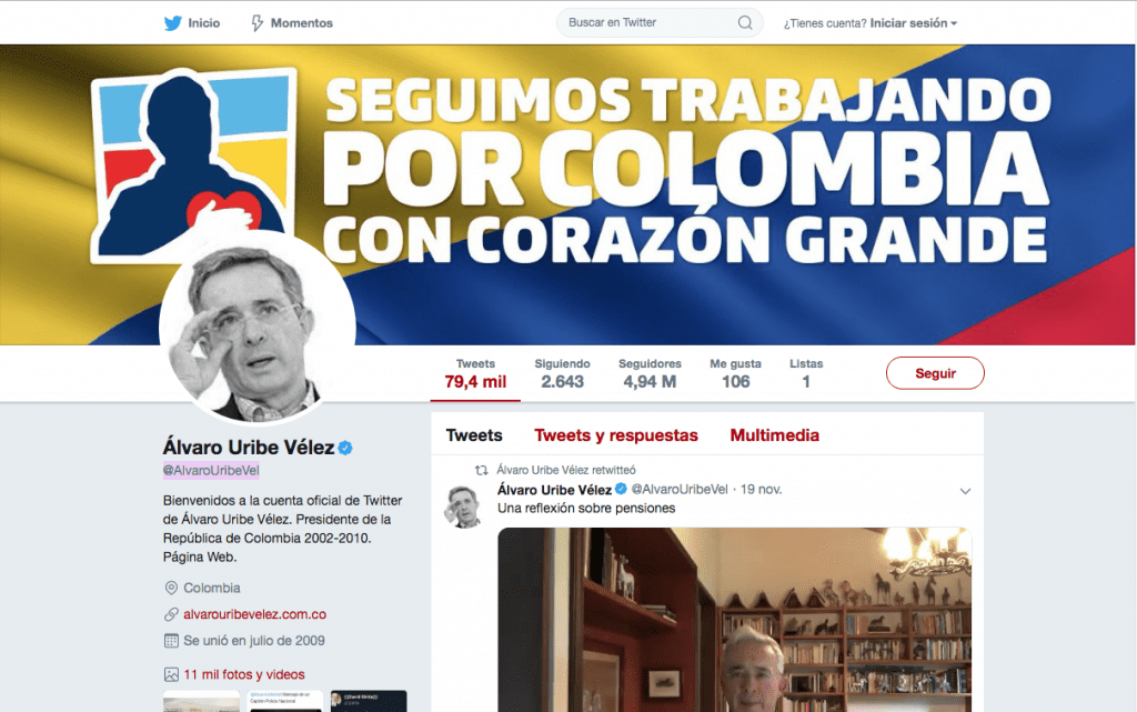 Twitter sancionó a Uribe