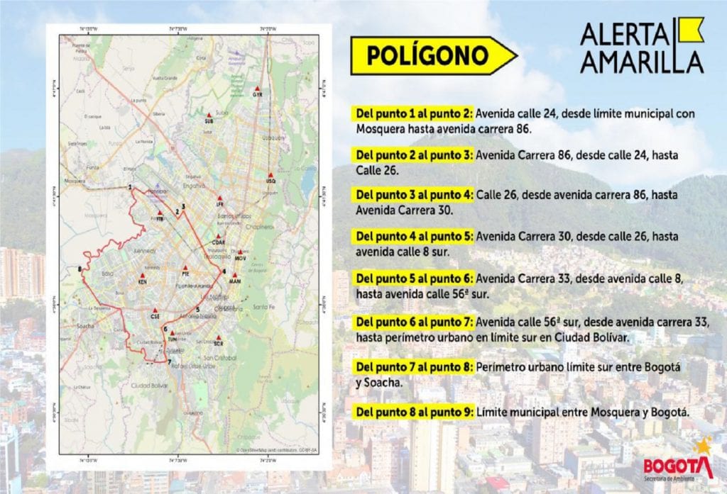 Alcaldía declara alerta amarilla en cinco localidades por la calidad del aire