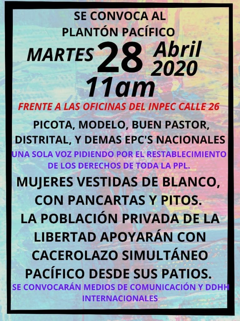 Internos anuncian parálisis de actividades en La Picota