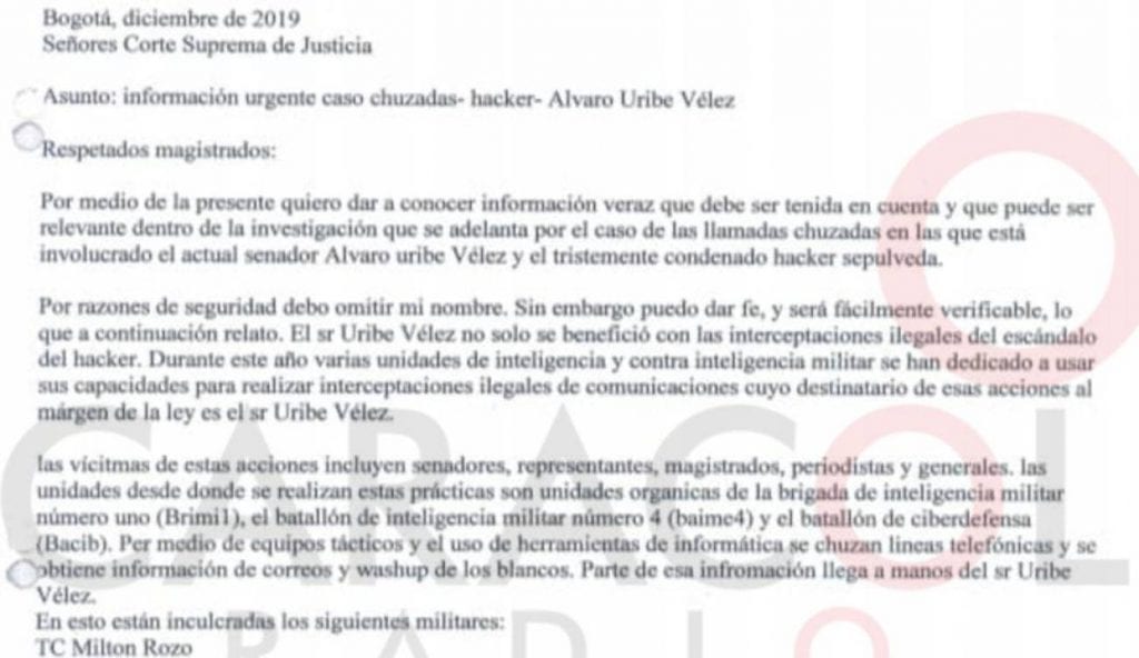 Se filtra correo que implica a Uribe con perfilamientos