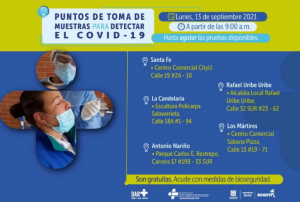 Estos son los puntos de prueba PRC para Covid-19 en Bogotá para este martes