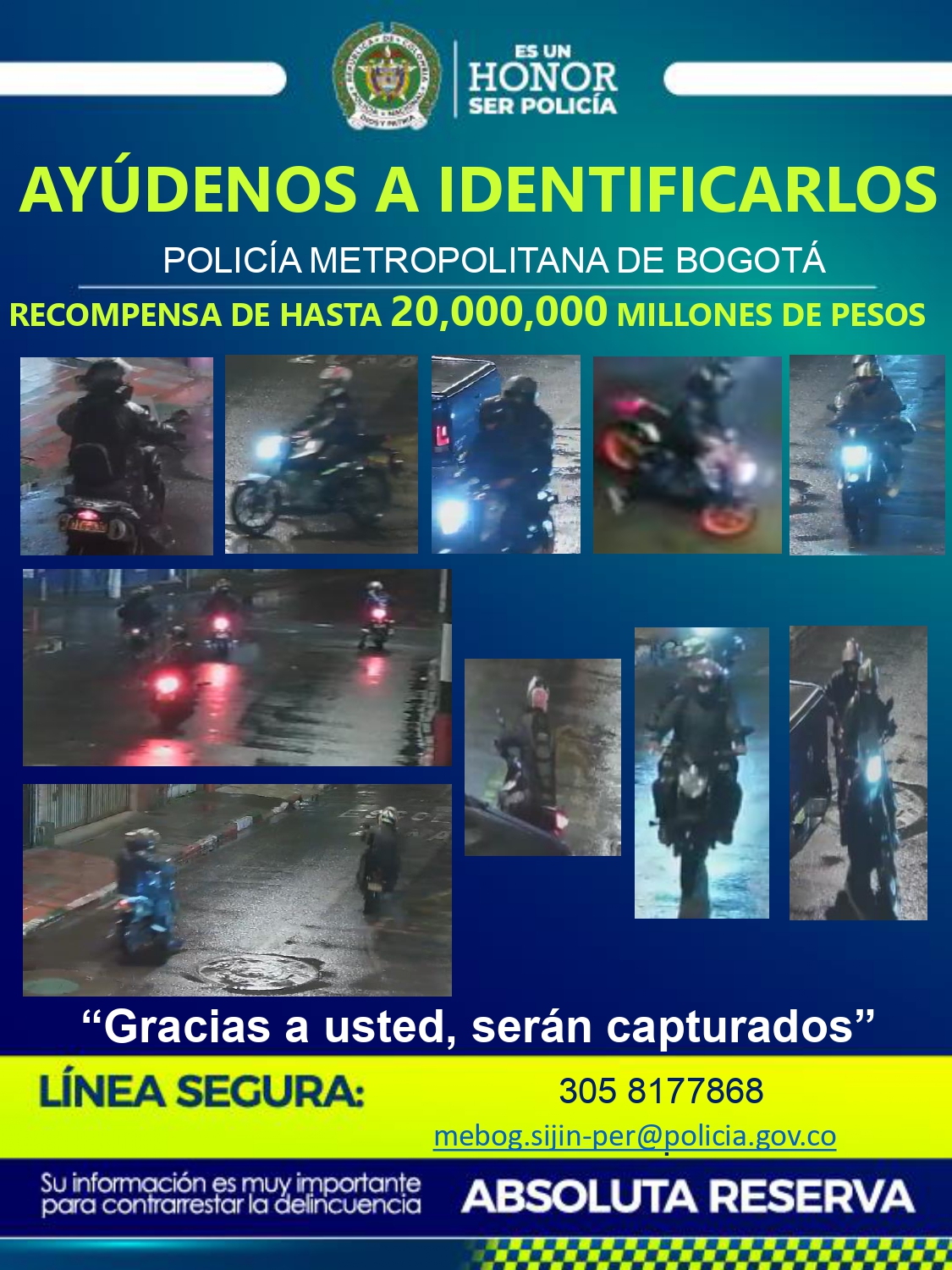 Critican cartel de delincuentes que atracan en moto en Bogotá