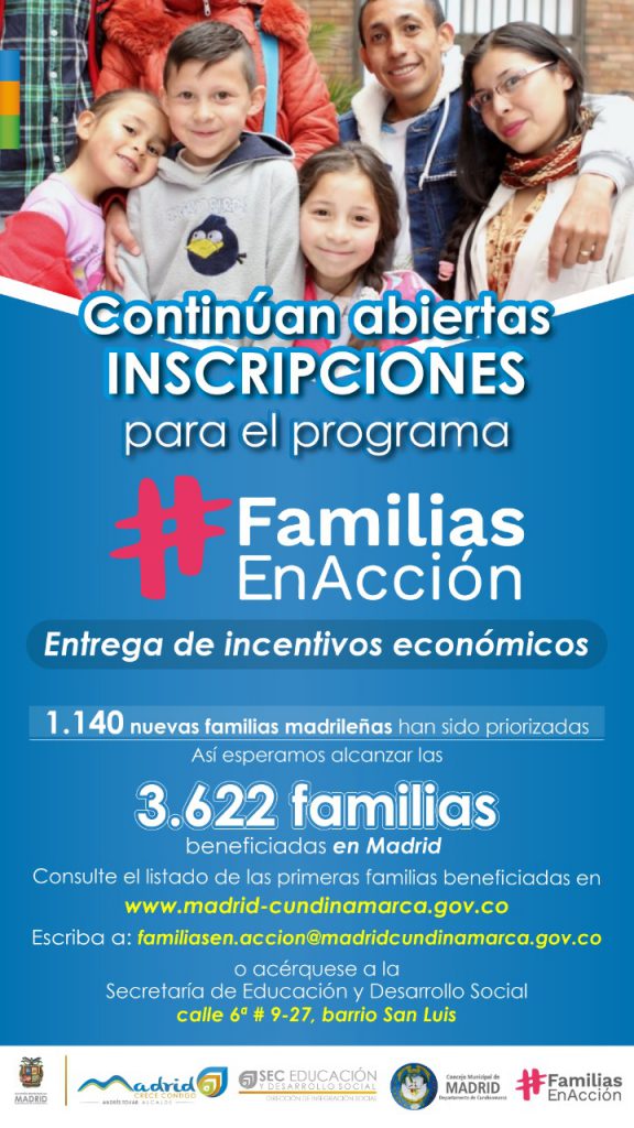 En Madrid se amplían ayudas económicas del programa Familias en Acción