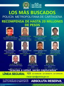 ¡Mire los asesinos más buscados de Cartagena!
