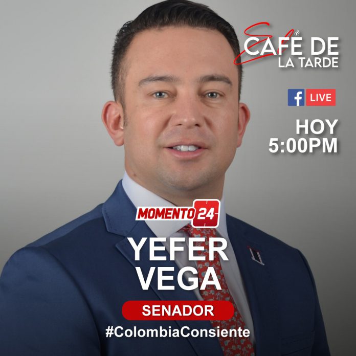 El senador Yefer Vega estará hoy en Café de la Tarde