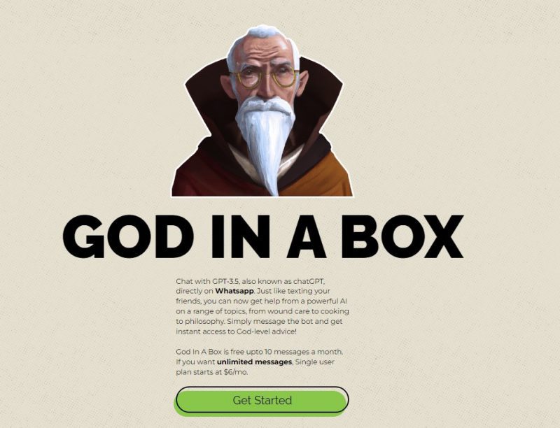 ChatGTP, aplicado a la página web 'God in a Box'