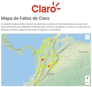 Empresa Claro sin cobertura de internet en Colombia