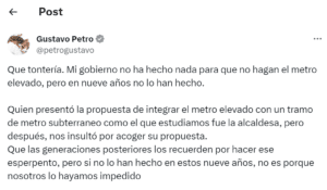 Carlos Galán y Gustavo Petro pelean por el metro de Bogotá