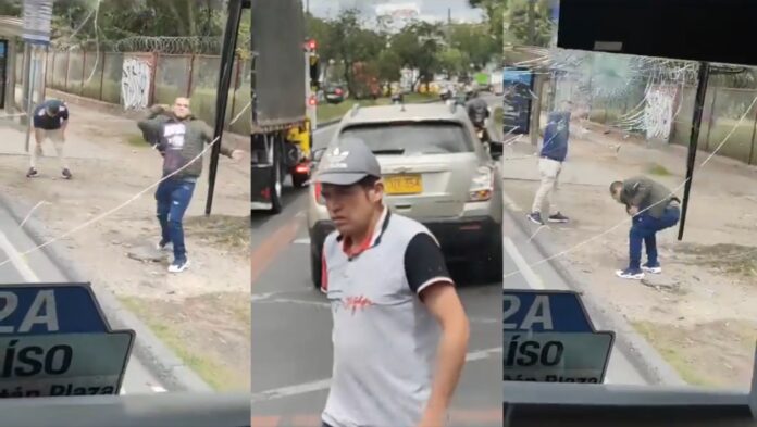 Bogotá: Dos hombres atacan SITP y dejan los vidrios rotos por discusión con el conductor